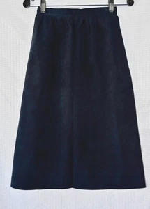 Bill Blass Neiman Marcus Navy Blue Ultra Super Suede Vintage A-Line Skirt Sz 8 - Picture 1 of 7