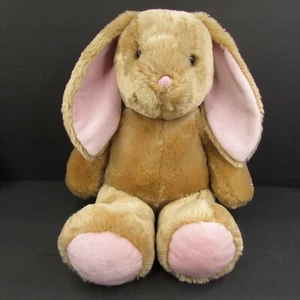 Build A Bear Tan Brown Bunny 15" Plush Pink Nose Ears Feet BABW - Picture 1 of 10
