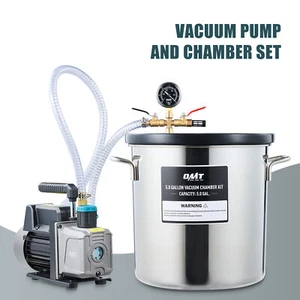 Vacuum Degassing Kit 20L Chamber 3.5cfm Pump with Gauge Hose Oil Accessories - Picture 1 of 12