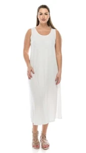 JOSTAR  White  LONG TANK DRESS Stretch Poly Spandex Knit 7000BN  S M L XL 2X 3X - Picture 1 of 11