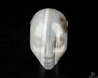 Agate grise et blanche 2,0 pouces sculptée à la main fée elfe cristal extraterrestre compagnon crâne
