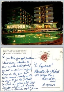 c21893 Hotel Universo e Galassia Lido di Jesolo Italy postcard 1979 stamp - Picture 1 of 3