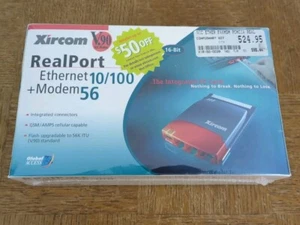 Xircom REM56G-100BTX PCMCIA RealPort 10 LAN 56k V.90 Modem PC Card Ethernet NEW - Picture 1 of 4