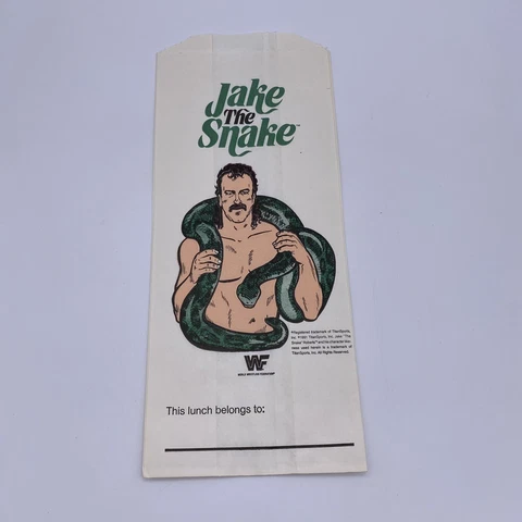 Jake The Snake Roberts WWF Paper Lunch Bag Vintage Wrestling 1991 Rare Cover
