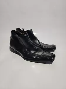 Robert Wayne Disturb Mens dress Shoes Size 8 Black Zip Ankle - Picture 1 of 5