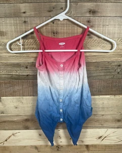 Old Navy Red White Blue Tie Dye Girls (4T) Shirt Front Knot Sleeveless Tank Top - Picture 1 of 5