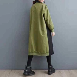 Ladies Green Black  Street Edgy Bomber Trench Lightweight Mac Jacket Coat  12 14 - Picture 1 of 17