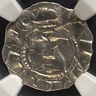 ITALY 1039-1125 AD Lucca Enrico III IV & V, Crusaders Silver Denaro Coin, NGC AU