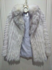 Saga Fox Fur Women's Coat White and Gray Women's Size Small