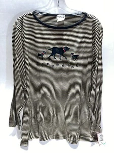 Bonworth Women's T-Shirt Puppies Dogs Striped Embroidered Size XL Pullover - Picture 1 of 3