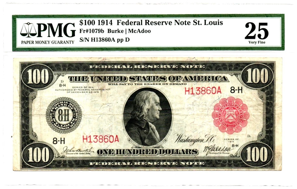 Fr. 1079b 1914 Red Seal Federal Reserve Note PMG Very Fine 25 - Image 1 of 2