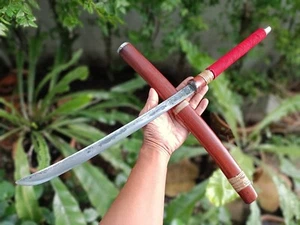 Coltello da campo caccia spada tailandese fatto a mano lama forgiata 15", manico palissandro, Pod - Foto 1 di 17