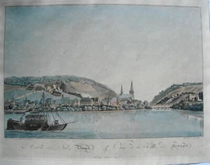 Bingen Rhein altolorierte Umrissradierung nach Janscha von Ziegler 1798 - Picture 1 of 5