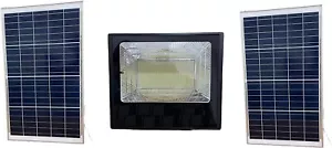 Light Spotlight LED With Double Solar Panel 800W IP66 Remote Control Outdoor - Picture 1 of 4