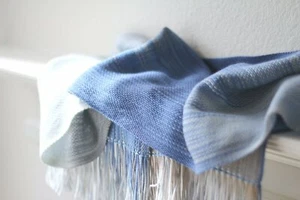 Hand woven scarf in blue and white colors, gift for her - Picture 1 of 4