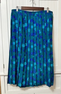 Falda plisada Leslie Fay azul floral para mujer talla 18 vintage Foto 1 de 4