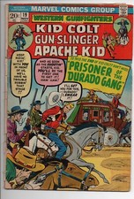 Western Gunfighters Kid Colt Gun Slinger Apache Kid 19 Marvel Comic Book 1973