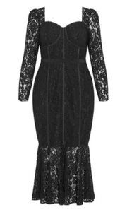 CITY CHIC Black Lace Valencia Midi DRESS Size M 18 BRAND NEW Gothcore Cocktail - Picture 1 of 10