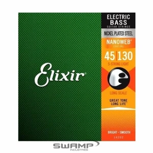 Elixir 14202 Nanoweb 5-String Electric Bass Strings - Light Gauge 45-130 - Picture 1 of 4