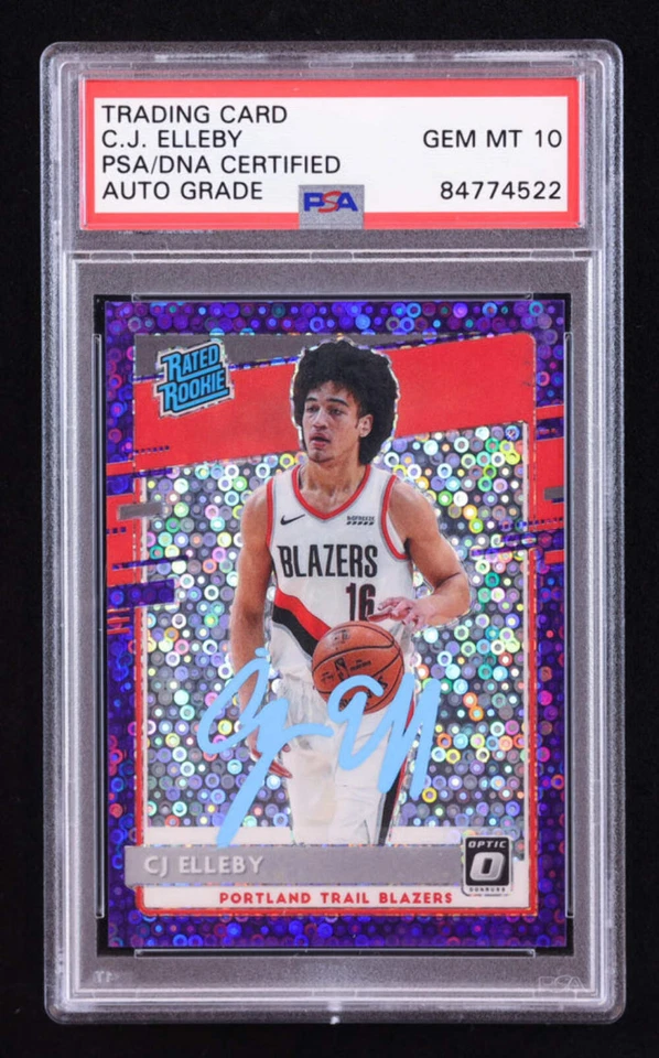 CJ Elleby Signed 2020-21 Donruss Optic Fast Break Purple #195 #24/95 RR RC (PSA - Image 1 of 2