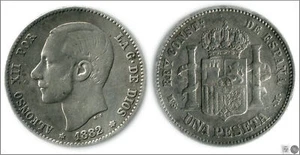 España Alfonso XII 1 peseta 1882 (*18*82) MSM Ag MBC 62 - Imagen 1 de 1