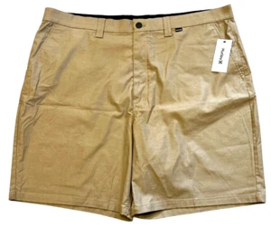 Hurley Shorts Men 48B H2O Dri Breath Hybrid Stretch Flat Front Logo Preppy Khaki - Picture 1 of 16