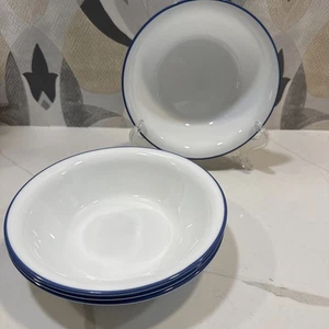 CORELLE Blue Rim 18 oz zuppa cereali ciotola 7 1/4 colpi cobalto spazzolato Newport - Foto 1 di 7