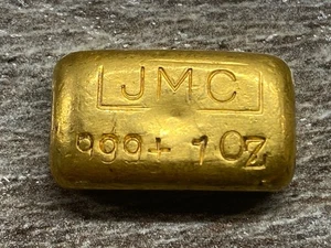 Antique Johnson Matthey JMC 1 oz ounce poured .999 fine GOLD ingot bar RARE !!! - Picture 1 of 6