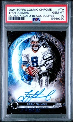 2024 Topps Cosmic Chrome Troy Aikman Equinox Auto Black Eclipse 1/10 PSA 10 Foto 1 de 2
