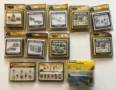 Lote de 12 kits de mini escenas vintage de modelismo ferroviario Woodland Scenics escala HO Foto 1 de 4