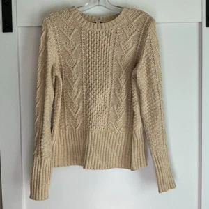GAP Damen Pullover Zopfmuster Gr. L Haferflocken meliert Fischer Preppy Grobstrick - Bild 1 von 5