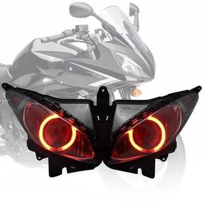 Faro delantero proyector HID ojo de ángel rojo para Yamaha FZ6S 2003-2009 Foto 1 de 4