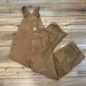Mono de trabajo con tirantes de lona marrón Carhartt para jóvenes niños talla 14 doble rodilla - Imagen 1 de 8