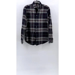 Camisa H&M Para Hombre Gris-Azul Marino-Borgoña Calce Regular A Cuadros Abotonada Manga Larga Talla S - Imagen 1 de 10