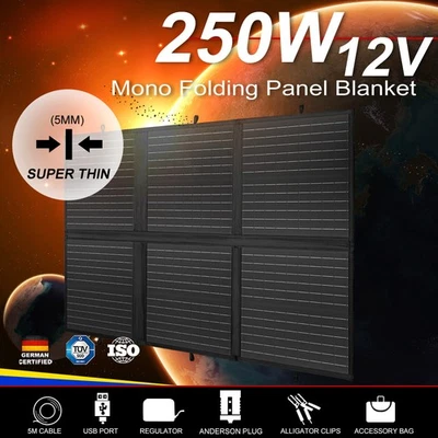 MOBI Solar Blanket 250W Mono 12V Folding Solar Panel Kit 5M Cable Dual USB - image 1 of 4