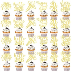 24PCS Happy New Year Cupcake Topper,Hello 2026，Cheers to 2026，New Year Cake D... - Bild 1 von 8