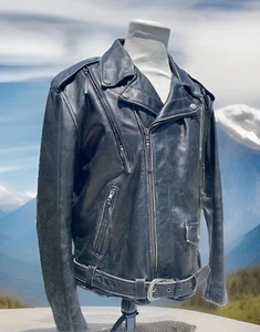 Giacca pelle Harley Davidson uomo invecchiata 2XL con cintura vintage anni 90 pesante - Foto 1 di 11