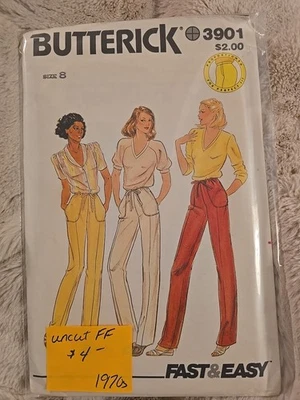 Pantalones Talla 10 Pantalón Proporcionado Vintage SIN CORTAR Patrón Costura Pierna Recta B3901  Foto 1 de 2