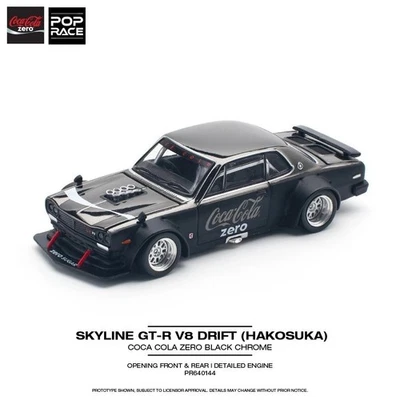 Pop Race 1:64 Nissan Skyline GT-R V8 Drift Hakosuka "Coca Cola Zero" PR640144-1F Foto 1 de 4
