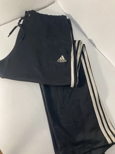 Vintage Y2k Adidas Sweatpants Black Large white striped track pants03 - Picture 1 of 12