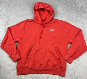 Sudadera con capucha polar Nike Sportswear Club para hombre M roja Swoosh Spellout Athleisure - Imagen 1 de 12