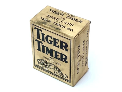 Temporizador Tiger vintage de 1930 para publicidad automotriz de autos Ford, SOLO EN CAJA, VACÍO Foto 1 de 4