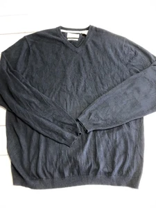 Weatherproof Vintage Sweater Mens Large Navy Blue V-Neck Cotton Cashmere Knit - Picture 1 of 7