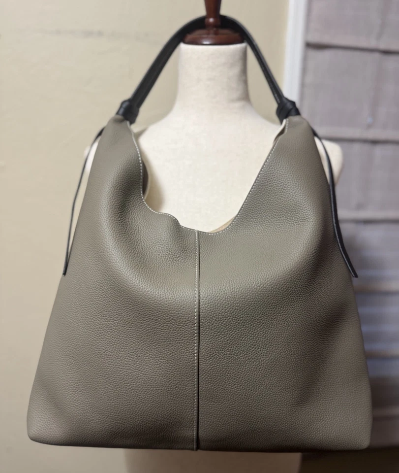 Tiffany & Fred Париж 2 тона серо-белый кожаный Hobo, сумка с короткими ручками, наплечная сумка - Изображение 1 из 4