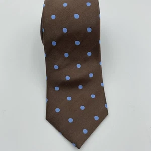Corbata de seda Stafford Ellinson marrón con lunares azules - Imagen 1 de 6
