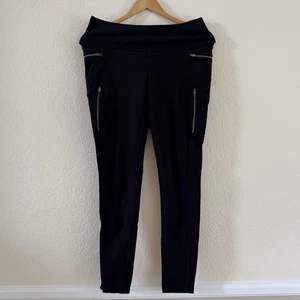 Athleta Sly Drifter Leggings Womens Size Medium Black Zippered Pockets - Picture 1 of 13