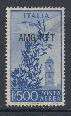 Trieste Sc C25 MLH. Avión 500L 1950 sobre campanario, tipo H embalaje original, fresco, F-VF Foto 1 de 2
