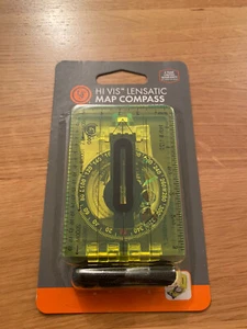 UST Hi Vis Lensatic Map Compass Camping Hiking Trekking Travel Fluorescent - Picture 1 of 3