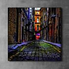 Silent Clock Canvas Image painting street city buildings digitally dark 30x30