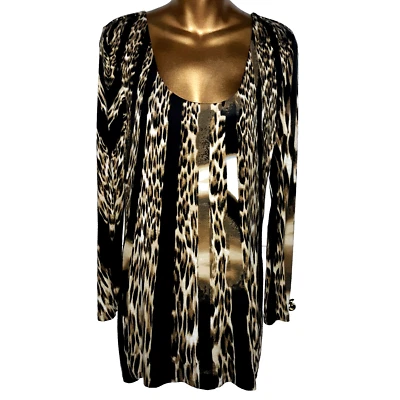 NUEVO Vestido Vivienne Tam Estampado Leopardo Talla M Tirantes Espalda Abstracto Elástico Forrado Foto 1 de 4